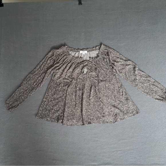 Hashttag in trend long sleeves Grey Floral Women's Boho Peasant Blouse size XS - Picture 4 of 11